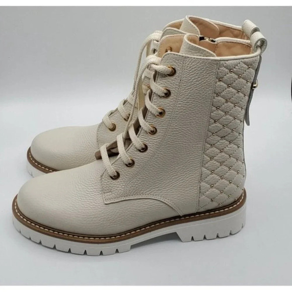 RON WHITE WOMEN  Sz 39 Fearn Snow (White) Ankle Boot Soft Tumbled Calf Studs - Picture 4 of 10